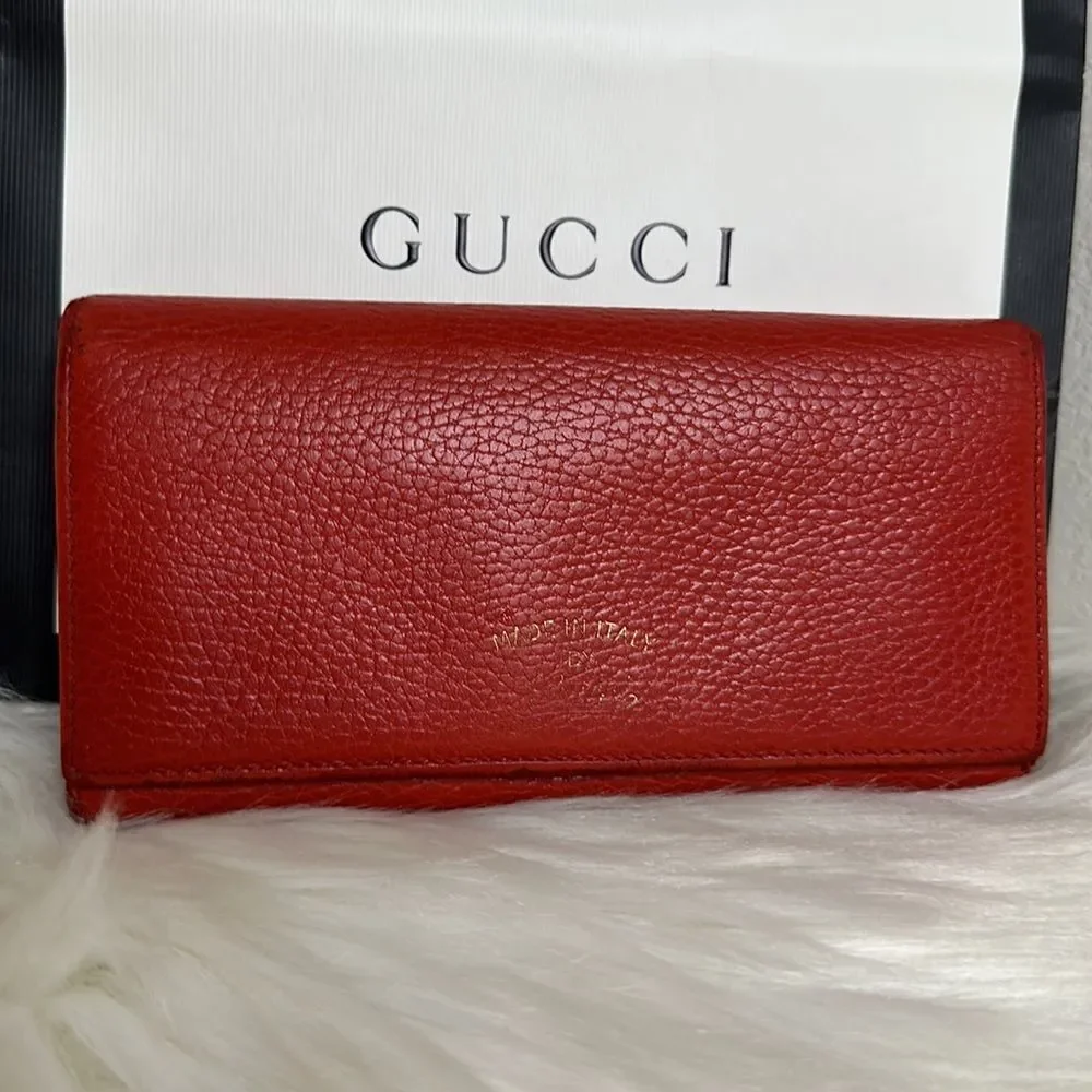 💯Authentic Gucci Leather Long Wallet🍀